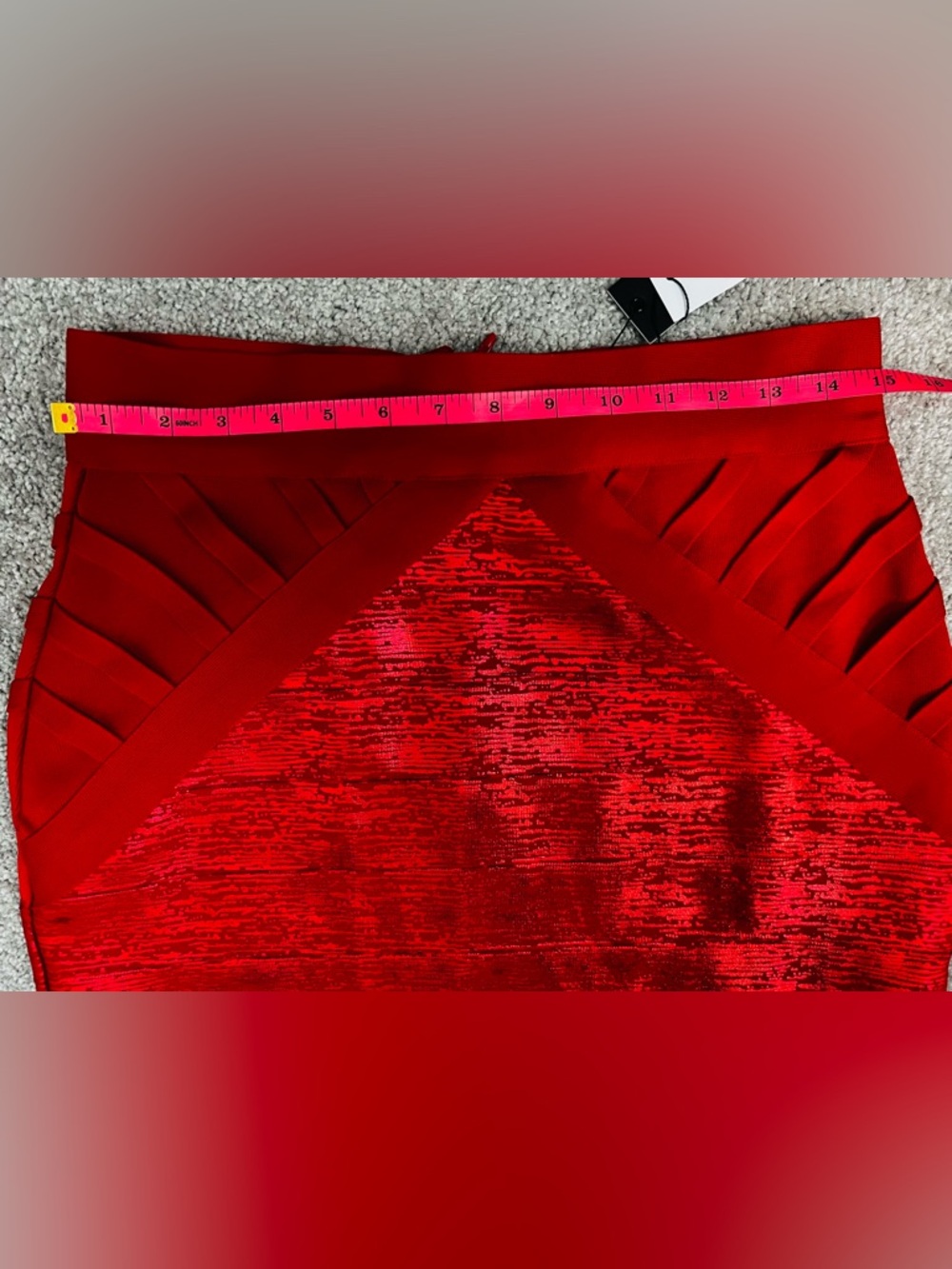 GRACIA Red Shimmer Bandage Pencil Skirt Sz L NWT Elegant Classic Textured #A - Picture 8 of 12